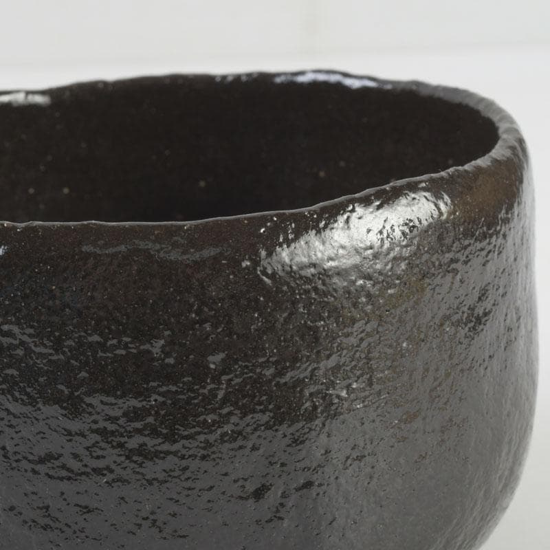 Black Raku Tea Bowl – Isoshima Kiln – Horiuchi Sokan Authentication – Taniko Sekiko – Japan