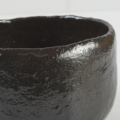 Black Raku Tea Bowl – Isoshima Kiln – Horiuchi Sokan Authentication – Taniko Sekiko – Japan