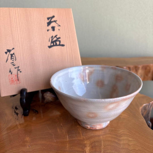 Tanigawa Shozo | Hagi-Style Matcha Bowl | Blush Crackle Glaze | Japanese Tea Ceremony Chawan