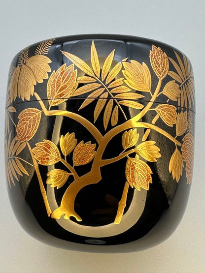 Kiritake Maki-e Large Natsume Tea Caddy by Horinouchi Sōwan - Omotesenke Grand Master Box Inscription, Signed Paulownia Box