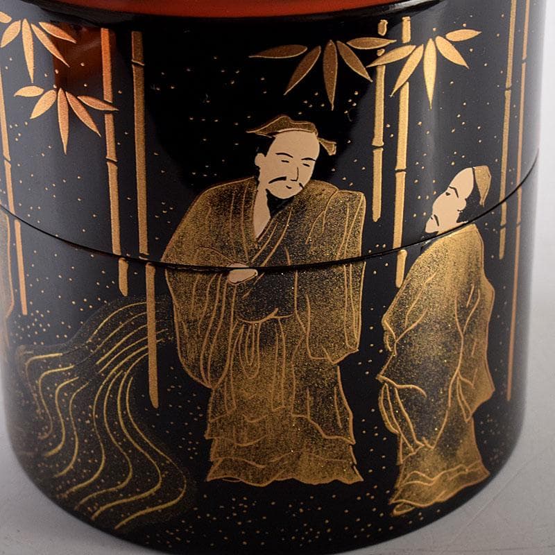 Yoshida Shoun Seven Sages Maki-e Negoro Natsume Gold Lacquer Tea Caddy