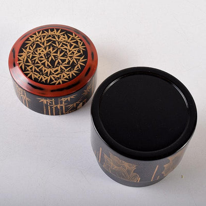 Yoshida Shoun Seven Sages Maki-e Negoro Natsume Gold Lacquer Tea Caddy