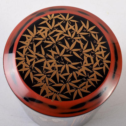 Yoshida Shoun Seven Sages Maki-e Negoro Natsume Gold Lacquer Tea Caddy