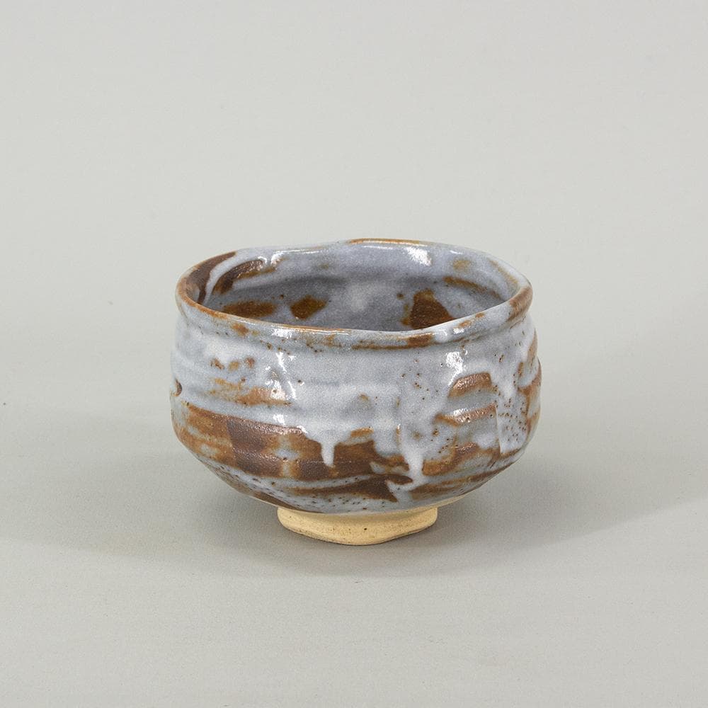 Nezumi Shino Chawan "Fukuju" by Noda Tozan — Daitokuji Inscription, Signed Box, Mino Ware Matcha Bowl