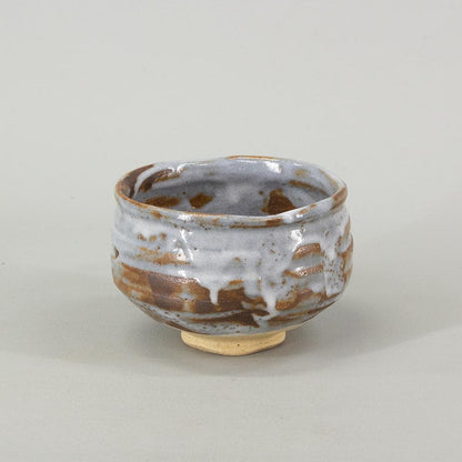 Nezumi Shino Chawan "Fukuju" by Noda Tozan — Daitokuji Inscription, Signed Box, Mino Ware Matcha Bowl