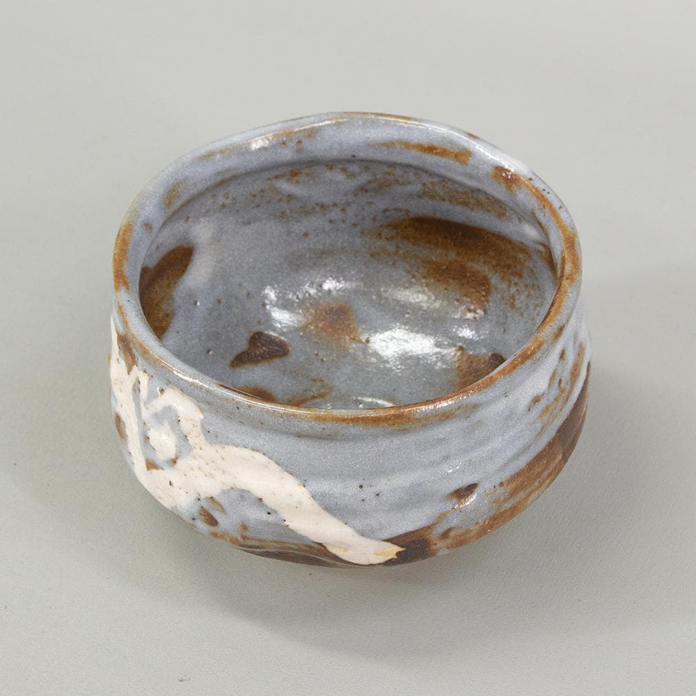 Nezumi Shino Chawan "Fukuju" by Noda Tozan — Daitokuji Inscription, Signed Box, Mino Ware Matcha Bowl