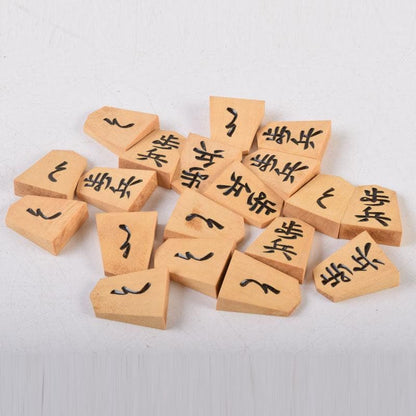 Vintage Shogi Set by Isshin, Boxwood Lacquer Pieces with Storage Box