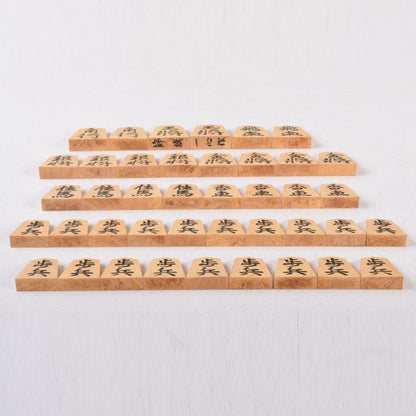 Vintage Shogi Set by Isshin, Boxwood Lacquer Pieces with Storage Box
