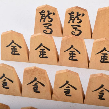 Vintage Shogi Set by Isshin, Boxwood Lacquer Pieces with Storage Box