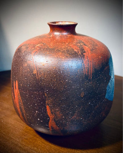 Tanishiki Masato Gasai Kutani Vase - Dual Cranes Moon and Waves
