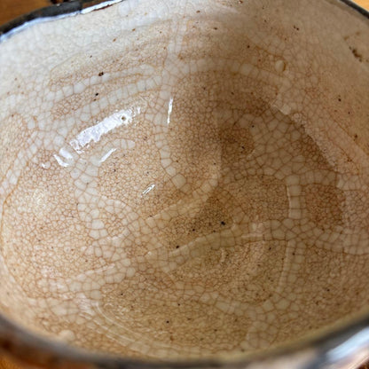 Nezumi-Shino Matcha Tea Bowl by Noda Tozan - Mino Ware E-Shino Chawan with Iron Painting and Signed Tomobako