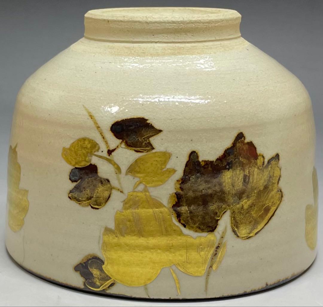 Fujitani Yoshiya Kenzan Tea Bowl | Iron-Rust Sabi-e Gold Autumn Chawan | Mizunatsuki Kiln