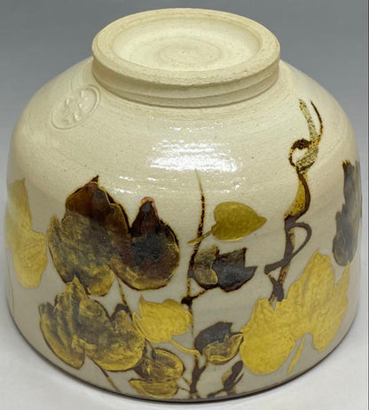 Fujitani Yoshiya Kenzan Tea Bowl | Iron-Rust Sabi-e Gold Autumn Chawan | Mizunatsuki Kiln