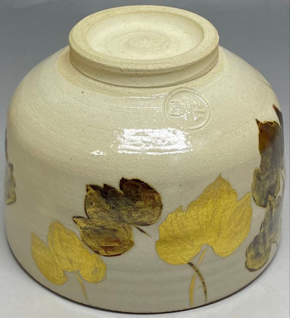 Fujitani Yoshiya Kenzan Tea Bowl | Iron-Rust Sabi-e Gold Autumn Chawan | Mizunatsuki Kiln