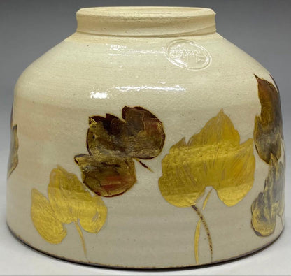 Fujitani Yoshiya Kenzan Tea Bowl | Iron-Rust Sabi-e Gold Autumn Chawan | Mizunatsuki Kiln
