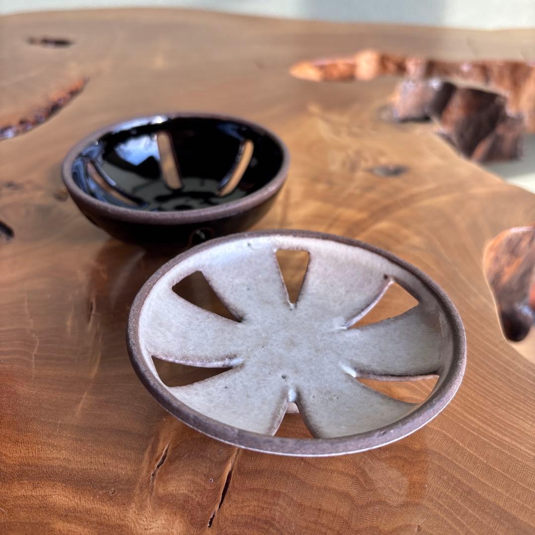 Mukōyama Fumiya Mashiko Incense Burner — Wave Pattern, Ceramic Lid, Wooden Box