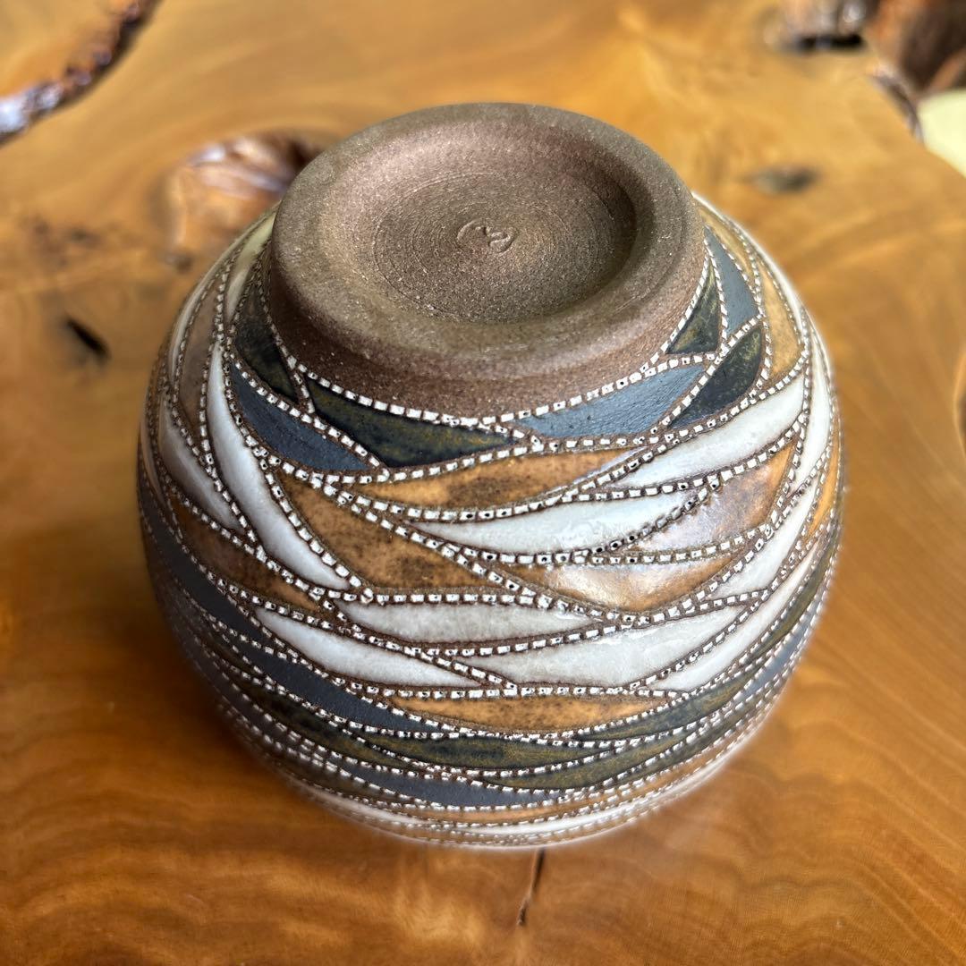 Mukōyama Fumiya Mashiko Incense Burner — Wave Pattern, Ceramic Lid, Wooden Box