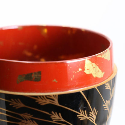 Mebari Yanagi Maki-e O-Natsume by Takeuchi Kosai - Willow Gold Lacquer Tea Caddy