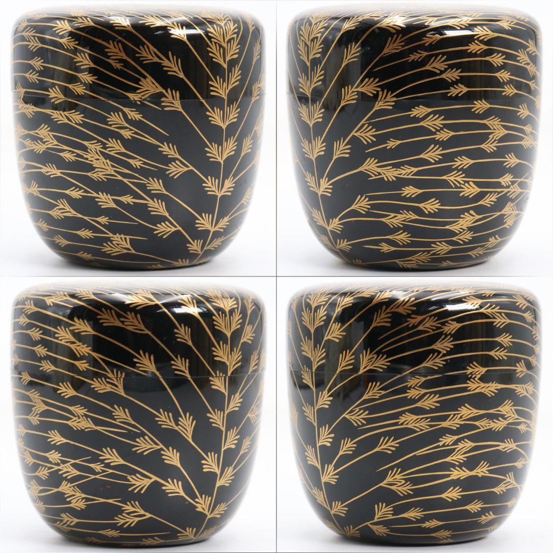 Mebari Yanagi Maki-e O-Natsume by Takeuchi Kosai - Willow Gold Lacquer Tea Caddy