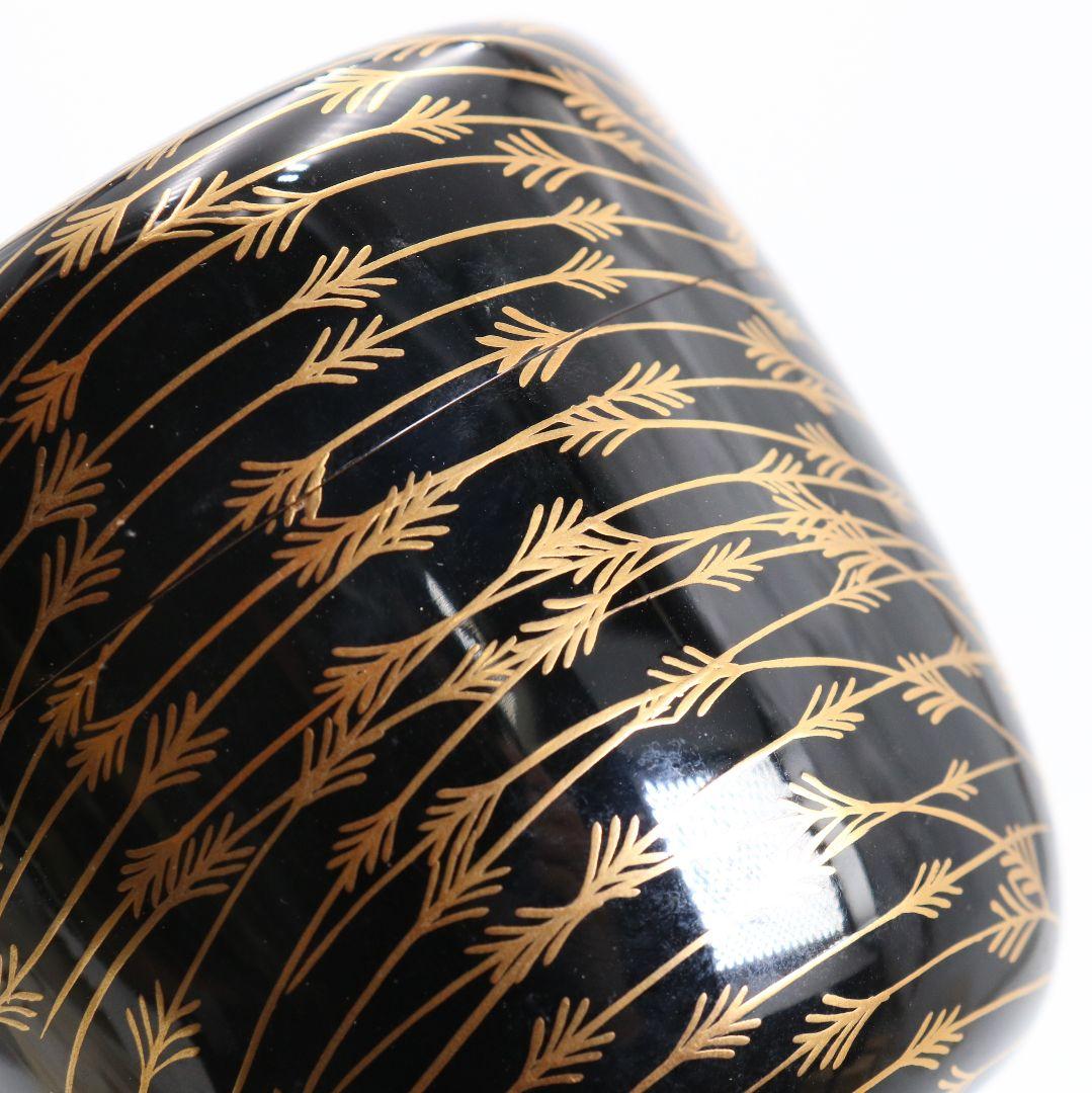 Mebari Yanagi Maki-e O-Natsume by Takeuchi Kosai - Willow Gold Lacquer Tea Caddy