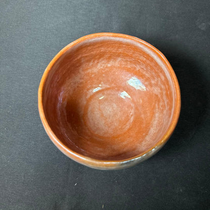 Shoraku Red Raku Tea Bowl with White Band - Chawan with Signed Box