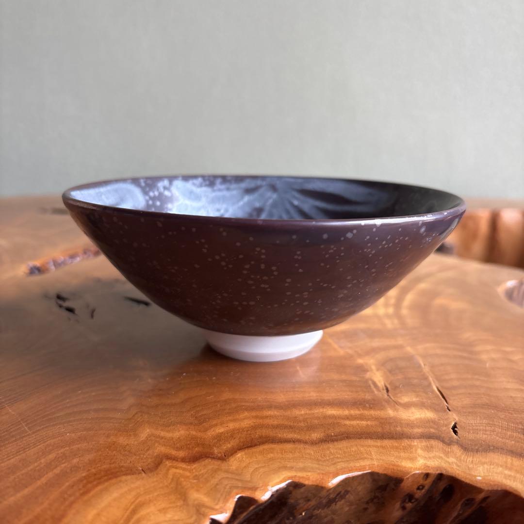 Etsuzan Kiln Arita Ware Hira-Chawan — Crystalline Tenmoku Glaze Tea Bowl with Tomobako
