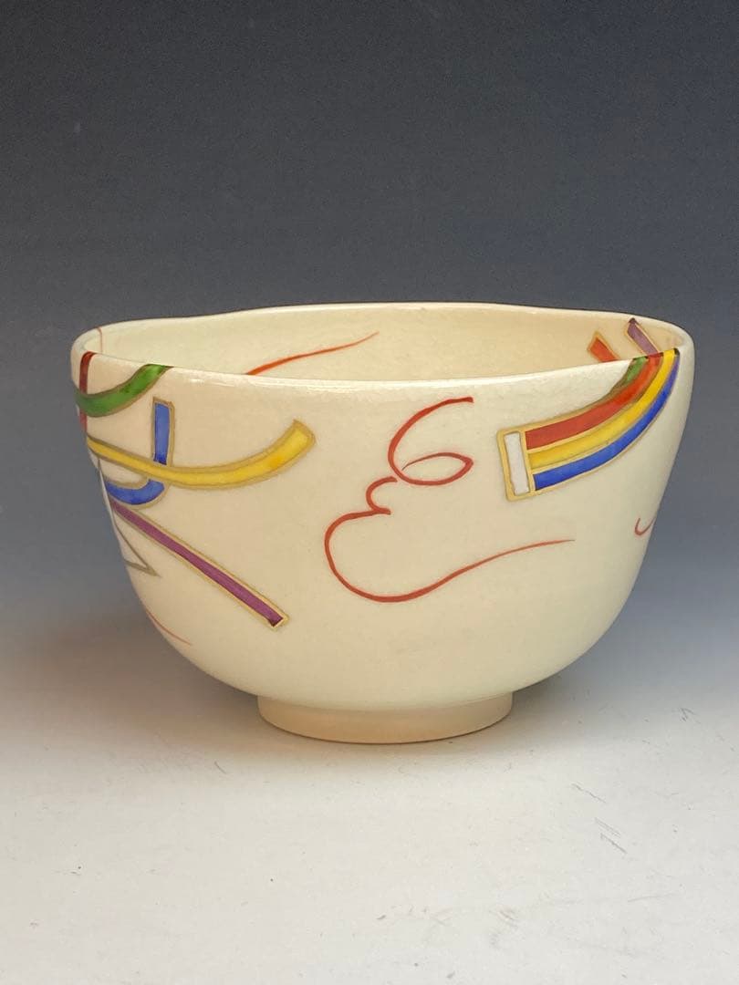 Matcha Bowl Ninsei Koinobori Carp Streamer Overglaze Enamel Tea Bowl