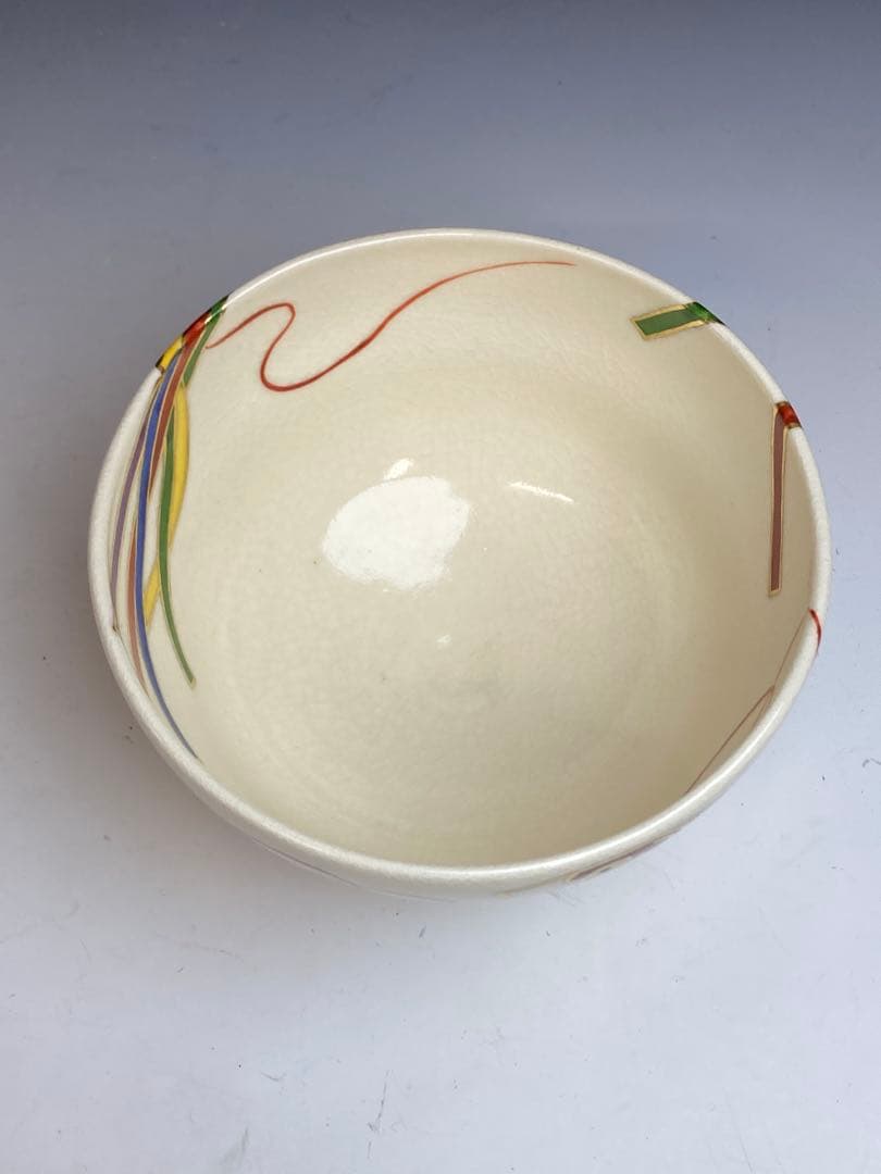 Matcha Bowl Ninsei Koinobori Carp Streamer Overglaze Enamel Tea Bowl