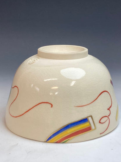 Matcha Bowl Ninsei Koinobori Carp Streamer Overglaze Enamel Tea Bowl