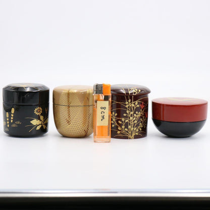 Set of 4 Seasonal Natsume by Nakamura Kosai — Shiki Natsume Maki-e Tea Caddies, Tomobako