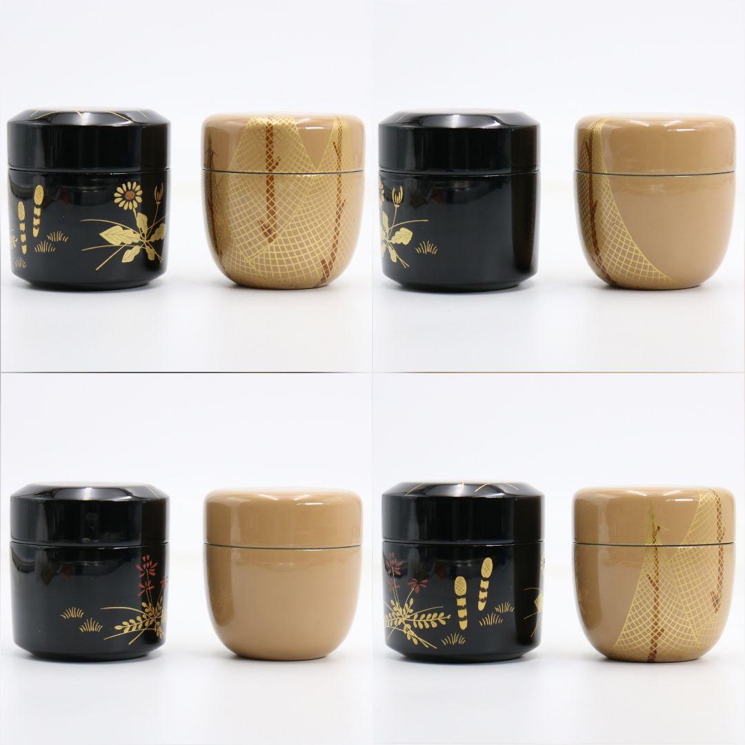 Set of 4 Seasonal Natsume by Nakamura Kosai — Shiki Natsume Maki-e Tea Caddies, Tomobako