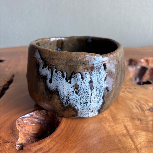 Unknown Artist | Tezukune Chawan | Hand-Built Tea Bowl | White Cascade Glaze | Wabi