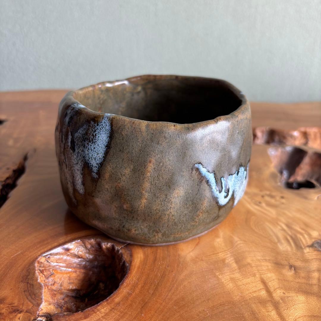 Unknown Artist | Tezukune Chawan | Hand-Built Tea Bowl | White Cascade Glaze | Wabi