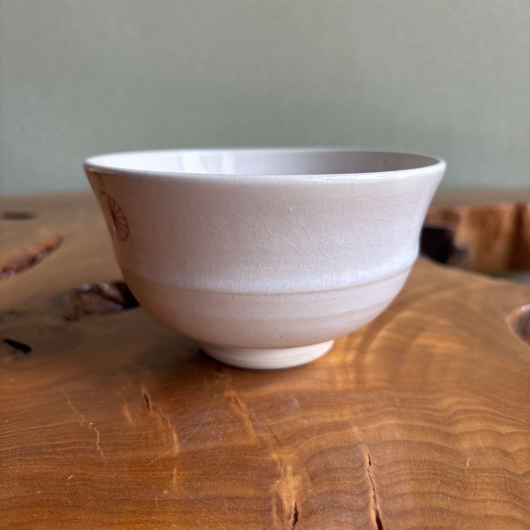 Kiyomizu Ware Matcha Bowl with Chrysanthemum Crest — Chugūji Temple Commission, Shared Wooden Box