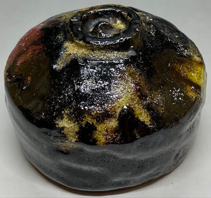 Koetsu-utsushi Black Raku Tea Bowl 'Daifuku' by Kichiemon - Yabunouchi Togetsusai Box