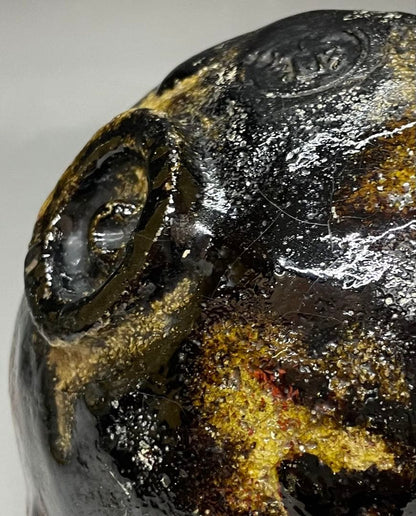 Koetsu-utsushi Black Raku Tea Bowl 'Daifuku' by Kichiemon - Yabunouchi Togetsusai Box