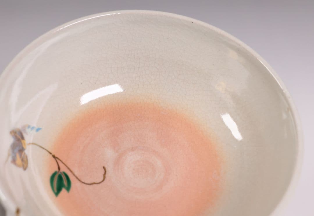 Nakamura Shuho Kenzan-Style Morning Glory Hirachawan - Kyo-ware Summer Tea Bowl