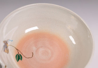 Nakamura Shuho Kenzan-Style Morning Glory Hirachawan - Kyo-ware Summer Tea Bowl