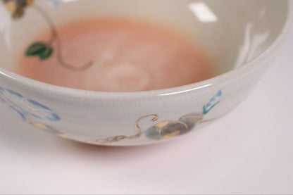Nakamura Shuho Kenzan-Style Morning Glory Hirachawan - Kyo-ware Summer Tea Bowl