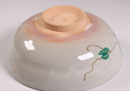 Nakamura Shuho Kenzan-Style Morning Glory Hirachawan - Kyo-ware Summer Tea Bowl