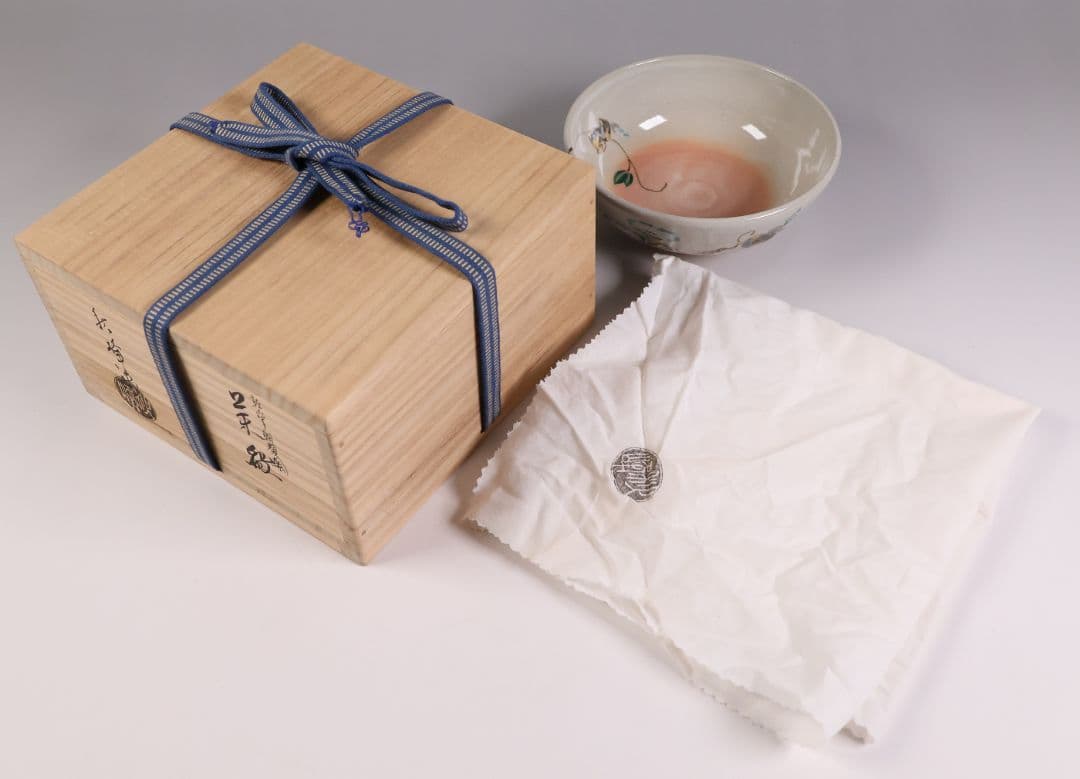Nakamura Shuho Kenzan-Style Morning Glory Hirachawan - Kyo-ware Summer Tea Bowl