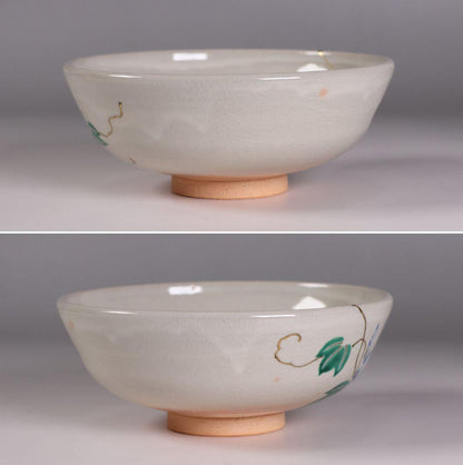 Nakamura Shuho Kenzan-Style Morning Glory Hirachawan - Kyo-ware Summer Tea Bowl