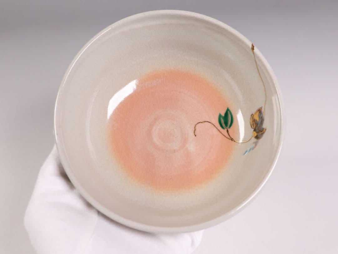 Nakamura Shuho Kenzan-Style Morning Glory Hirachawan - Kyo-ware Summer Tea Bowl