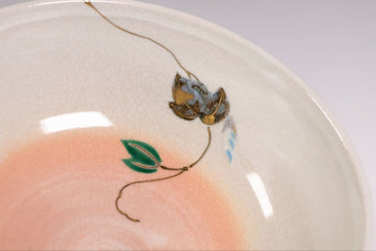 Nakamura Shuho Kenzan-Style Morning Glory Hirachawan - Kyo-ware Summer Tea Bowl