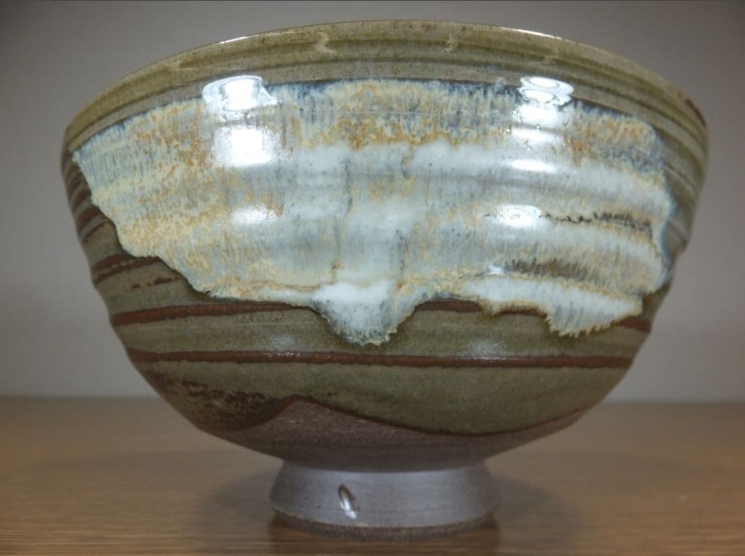 Takatori Ware Tea Bowl by 12th Gen Takatori Hachizan - Ash Glaze Chawan with Signed Box