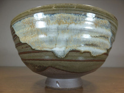 Takatori Ware Tea Bowl by 12th Gen Takatori Hachizan - Ash Glaze Chawan with Signed Box