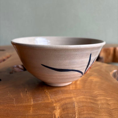 Ichikawa Tsuzo Orchid Matcha Bowl — Overglaze Enamel Ran-ka, Signed Wood Box