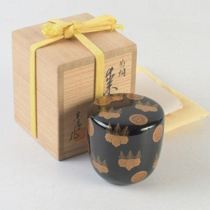 Wajima Lacquer Natsume — Kiku-Kiri Maki-e by Sōhō Mokushiro | Japanese Tea Ceremony