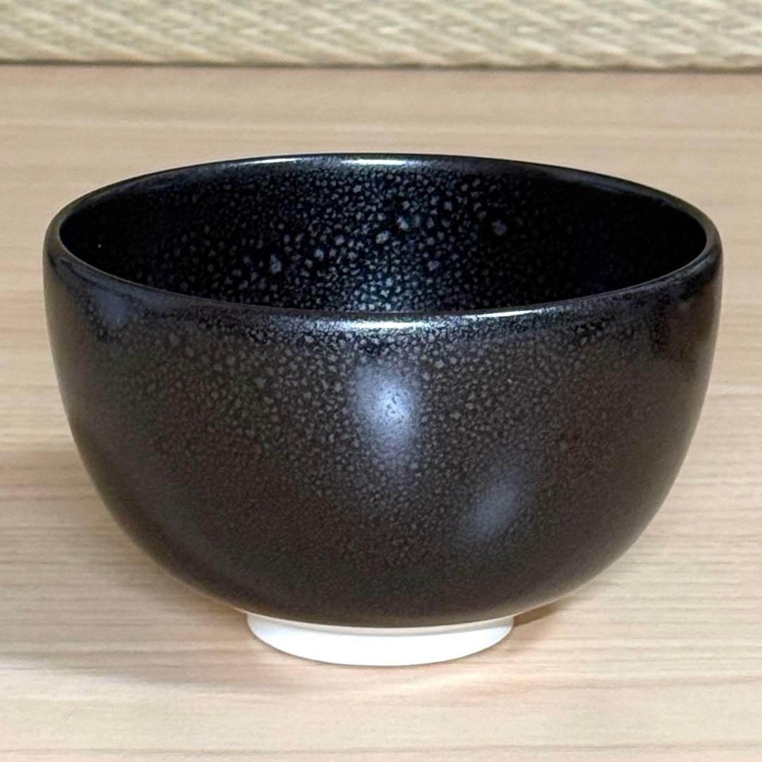 Yuteki Oil-Spot Tenmoku Tea Bowl - Japanese Black Glaze Chawan with Silver Spots