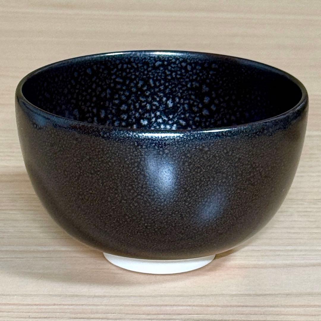 Yuteki Oil-Spot Tenmoku Tea Bowl - Japanese Black Glaze Chawan with Silver Spots